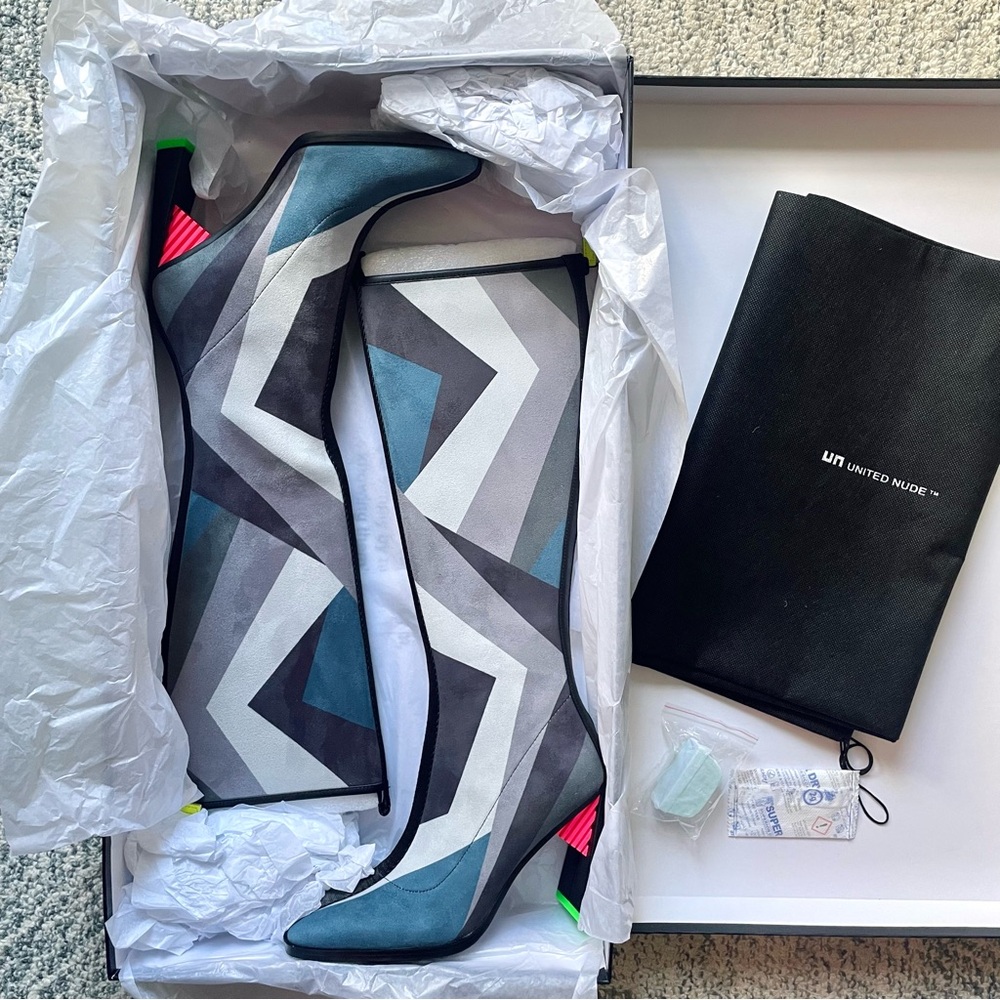 Brand new UNITED NUDE Sonar Boot Hi High Palermo Geometric Print Color Blocked - Picture 7 of 11